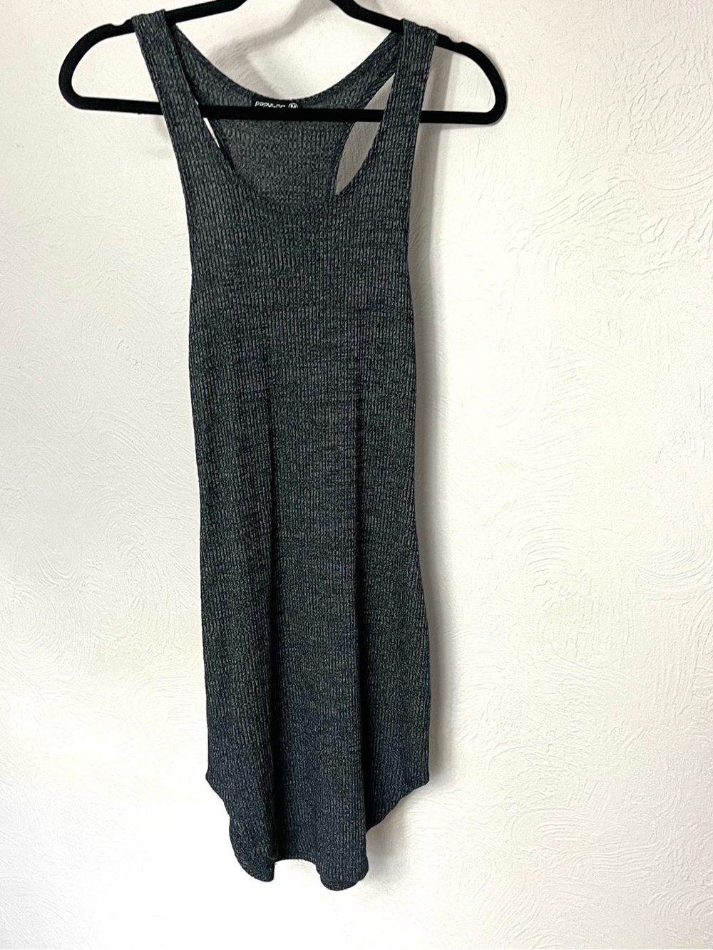 Popular Basics Ribbed Racerback Tank Dress - Charcoal